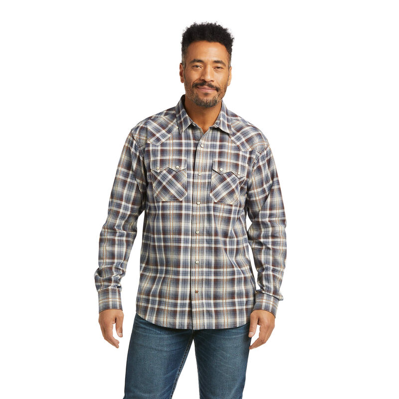 Ariat Hemden Herren - Holland Retro Fit Blau/Braun ( QDTJG-7352 )